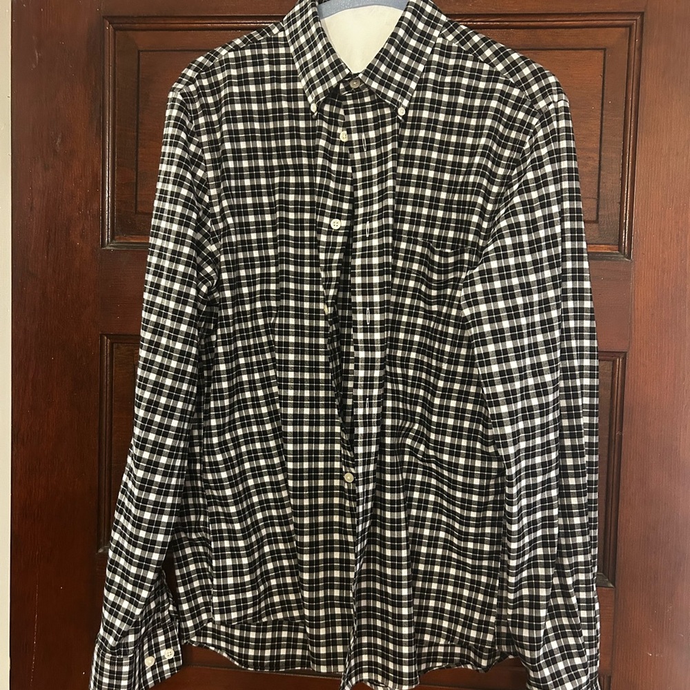 Men's Lauren by Ralph Lauren Black and White Checkered Flannel Shirt